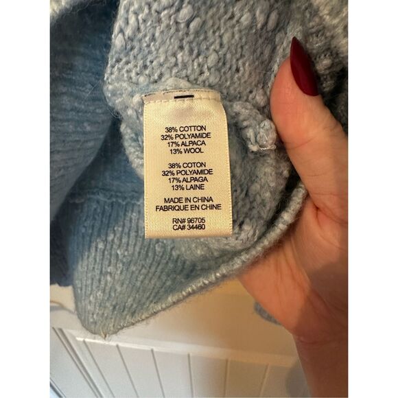 Rebecca Taylor Optic Tweed Balloon Sleeve Blue White Pullover Sweater Size Small - Picture 10 of 16